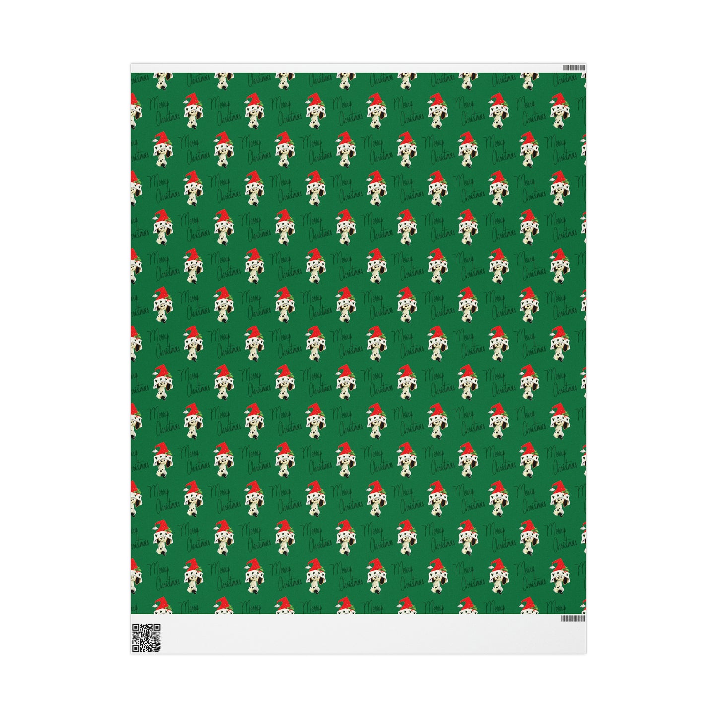 Merry Christmas Dalmation In A Santa Hat Mid Century Retro Christmas Print Holiday Gift Wrap Paper - Glossy Or Matte