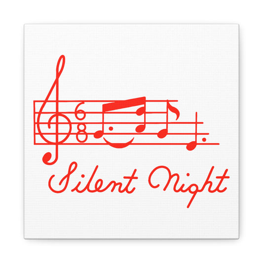 Silent Night Music 50s Mid Century Retro Christmas Print Canvas Gallery Wrap