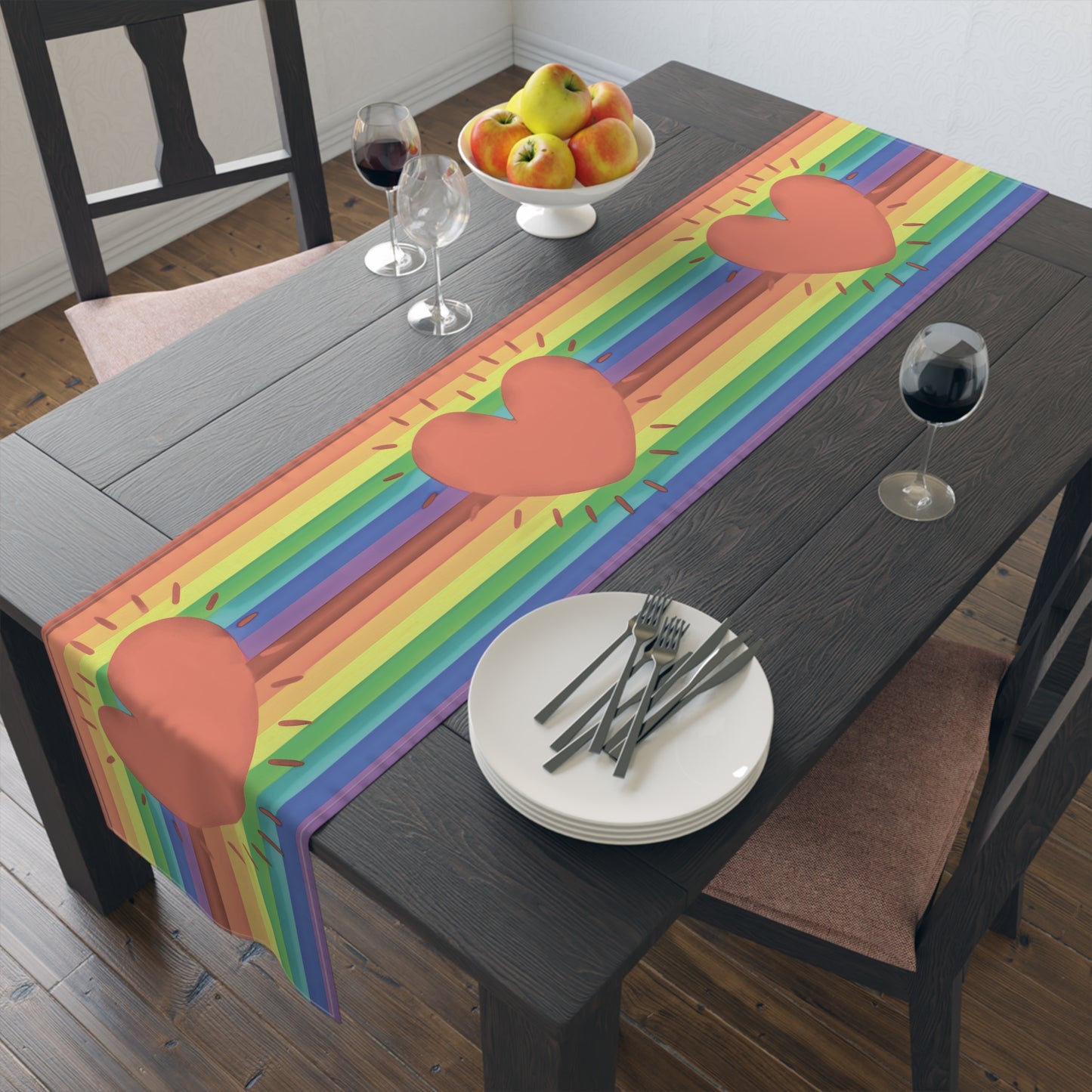 Rainbow Love Pride Cotton Poly Table Runner