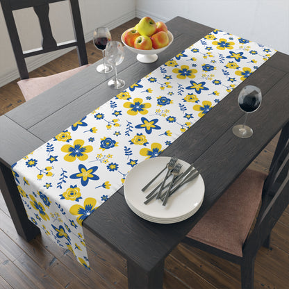 Ukrainian Country Flowers Spring Cotton Poly Table Runner