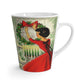 Lady With Christmas Wreath Candles Mid Century Retro Christmas Print Latte Coffee Mug