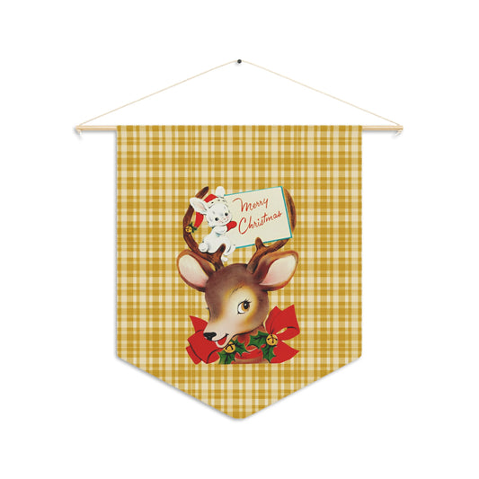 Merry Christmas Reindeer Bunny Retro Christmas Print Wall Hanging Banner Flag