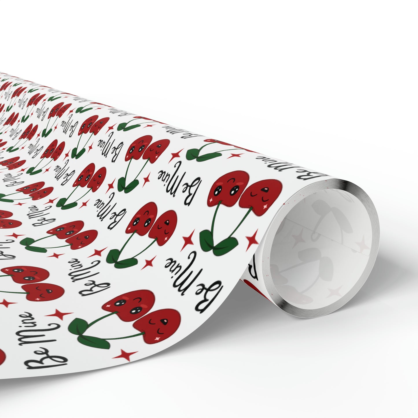 Retro Cherries Be Mine Gift Wrap - Romantic and Stylish Wrapping Paper