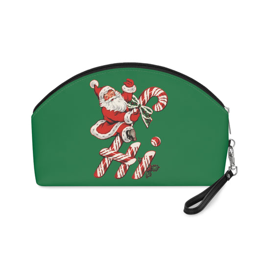 Hi Santa Candy Cane Mid Century Retro Christmas Print Travel Cosmetic Makeup Bag