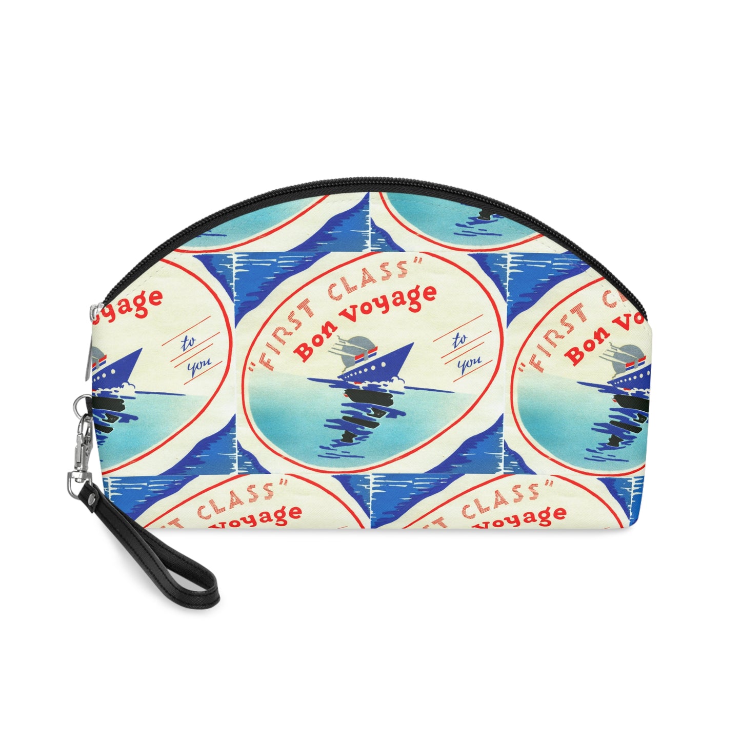 First Class Bon Voyage Cruise Travel Retro Print Makeup Bag