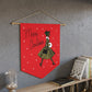 Merry Christmas Lady Retro Mid Century Christmas Print Wall Hanging Banner Flag