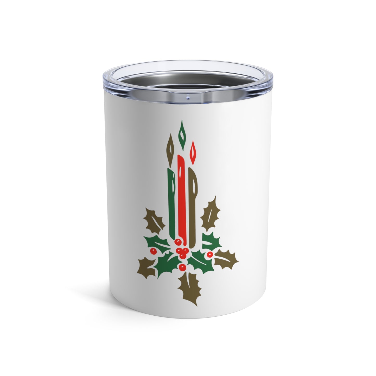 Christmas Candles Holly Mid Century Retro Christmas Print Stainless Steel Tumbler 10oz