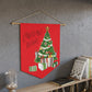 Christmas Wishes Christmas Tree With Presents Mid Century Retro Christmas Print Wall Hanging Banner Flag