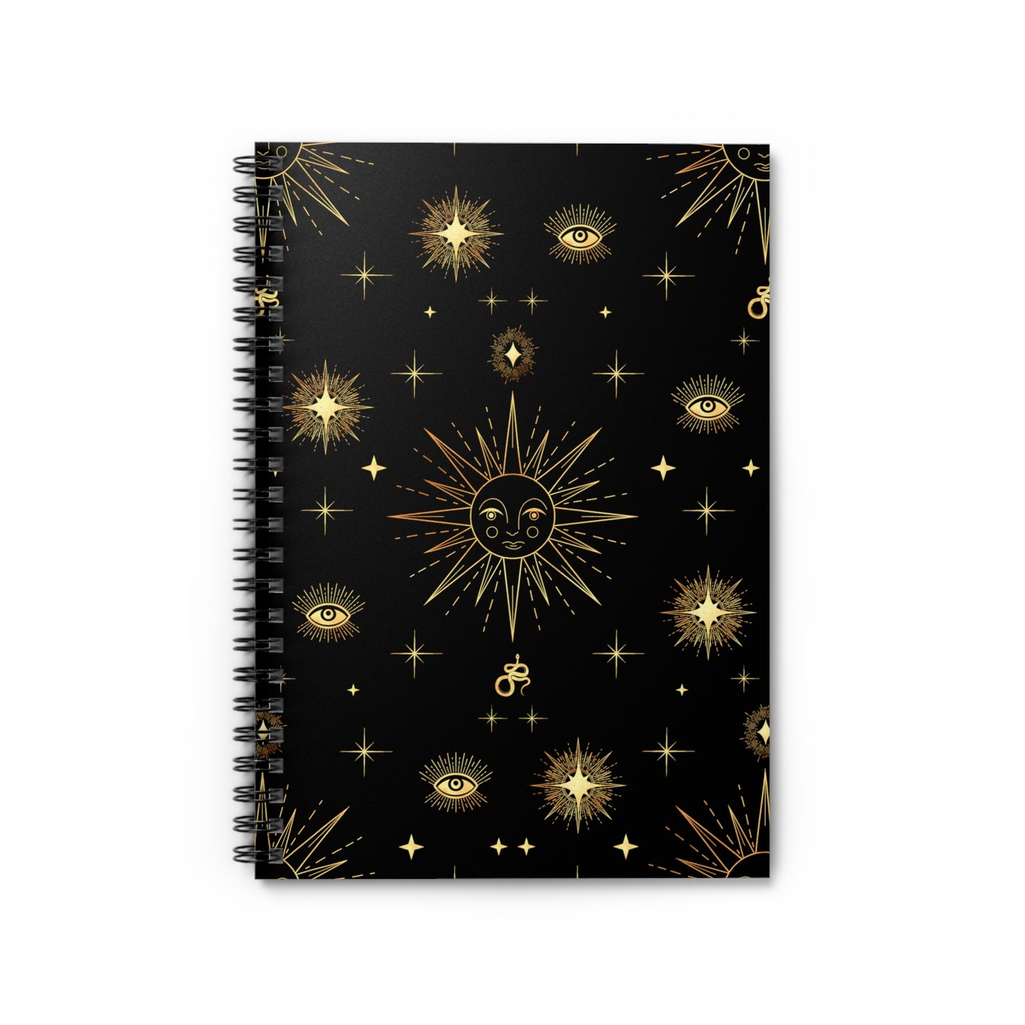 Gold Sun Stars Celestial Tarot Spiral Notebook - Ruled Line