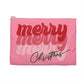 Merry Merry Merry Christmas Pink Christmas Print Polyester Accessory Pouch Travel Bag