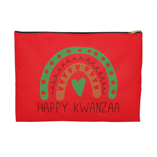 Happy Kwanzaa Rainbow Red Polyester Accessory Pouch Travel Bag