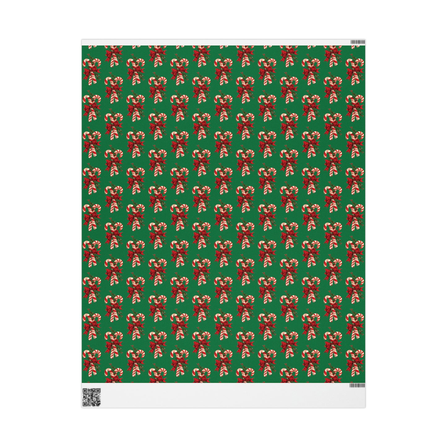 Retro Candy Canes Green Mid Century Retro Christmas Print Holiday Gift Wrap Paper - Glossy Or Matte