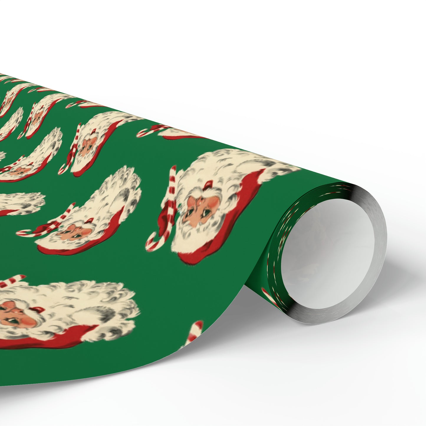 Santa With Candy Cane Mid Century Retro Christmas Print Holiday Gift Wrap Paper - Glossy Or Matte