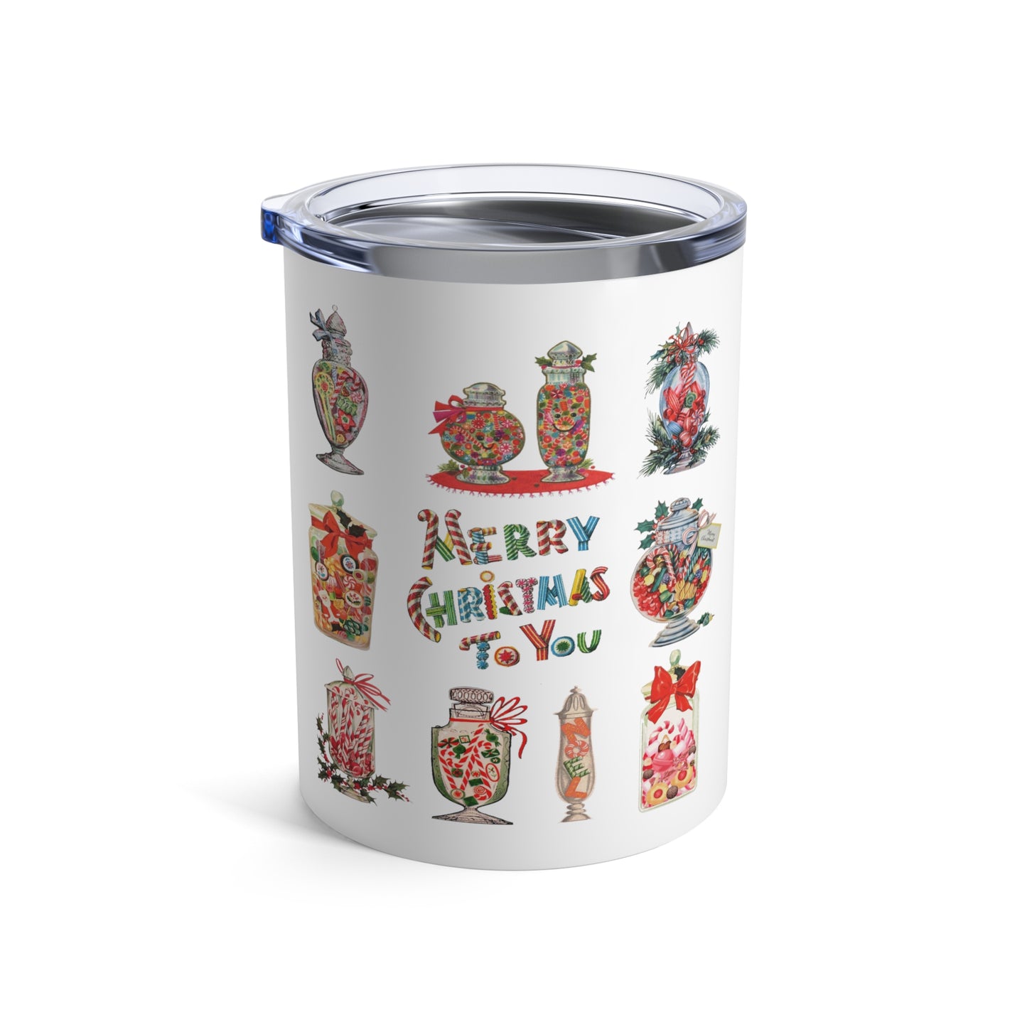 Merry Christmas To You Candy Retro Christmas Print Stainless Steel Tumbler 10oz