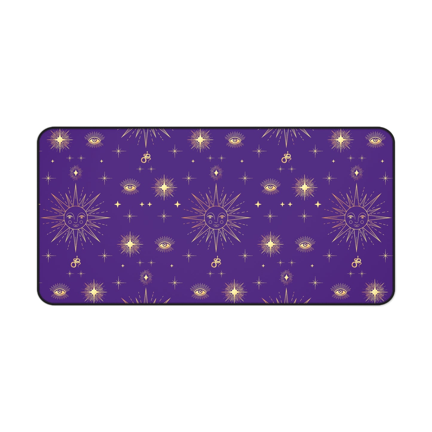 Celestial Gold Sun Stars Tarot Purple Desk Mat - 3 size options