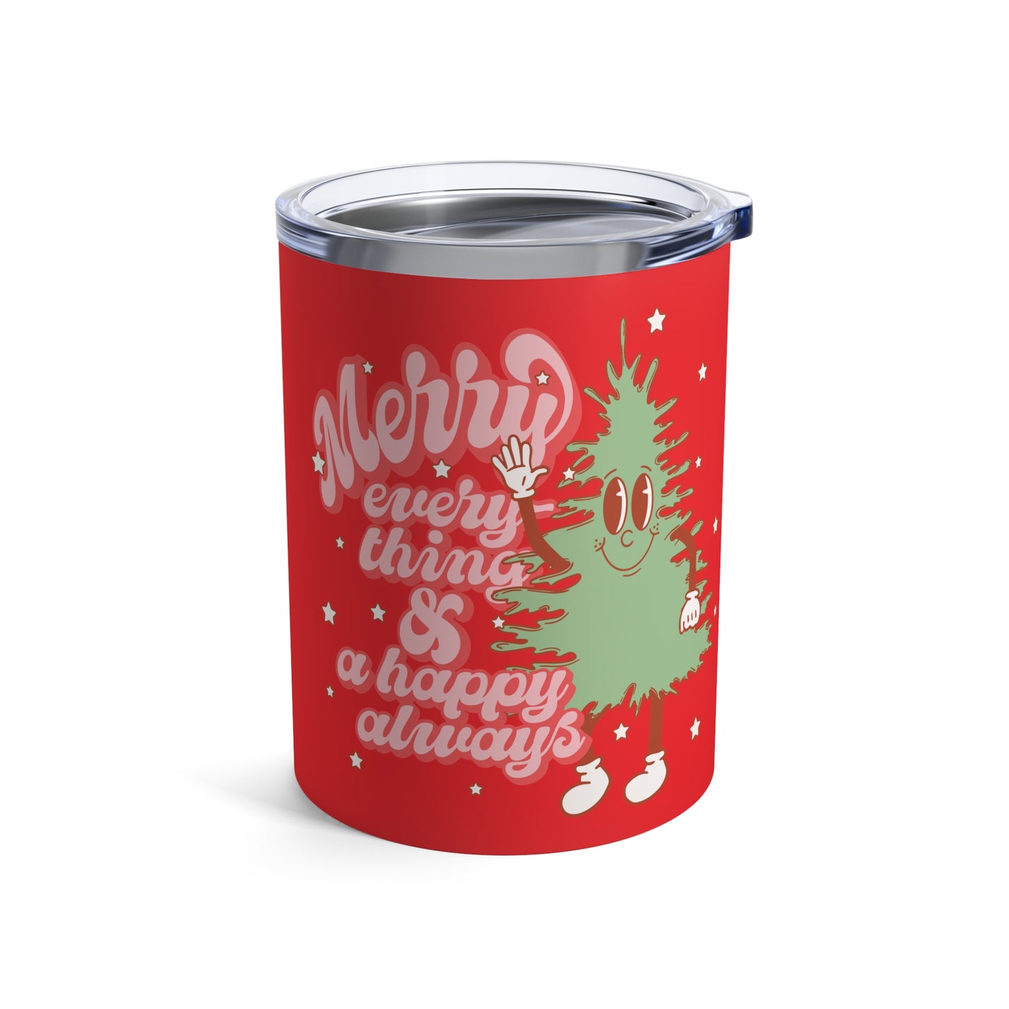 Merry Everything And Happy Always Cute Christmas Tree Retro Style Christmas Stainless Steel Tumbler 10oz