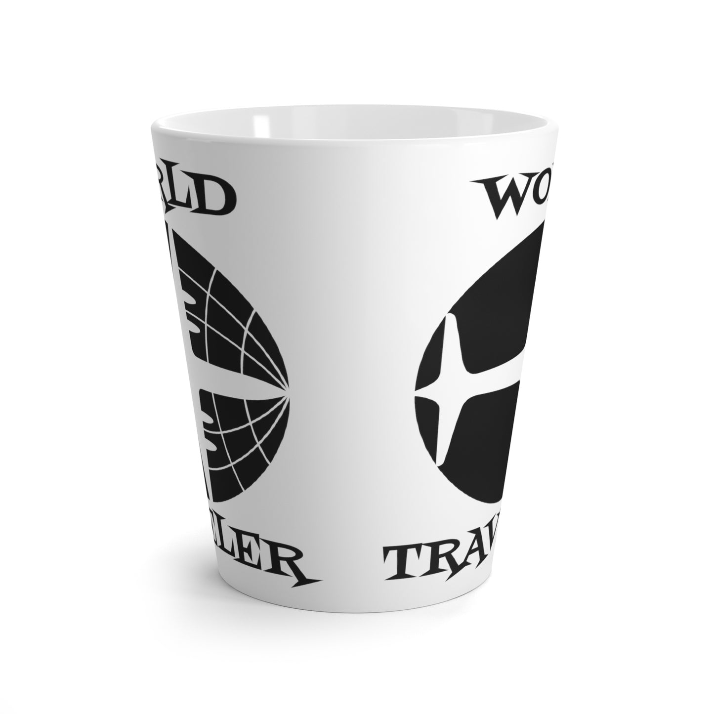 World Traveler Airplane Globe Atomic Mid Century Retro Travel Print Latte Coffee Mug