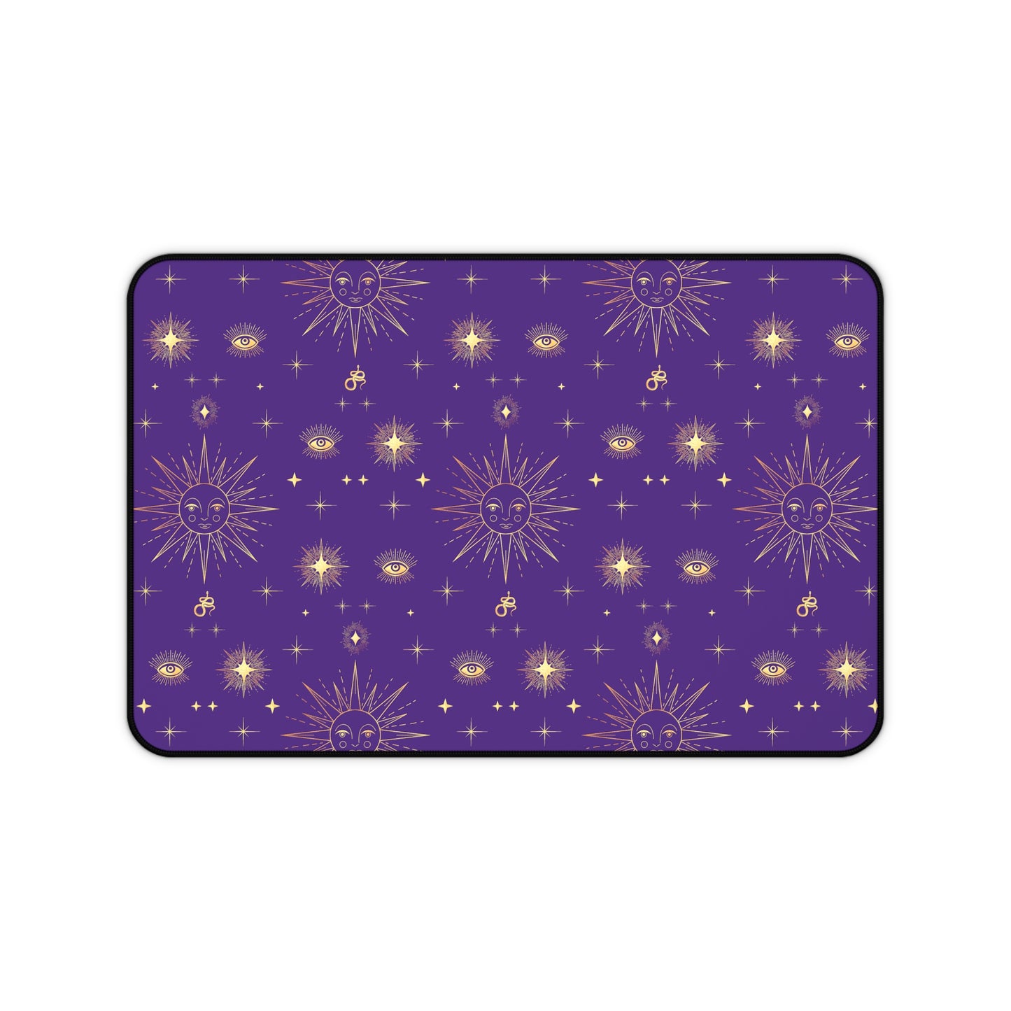 Celestial Gold Sun Stars Tarot Purple Desk Mat - 3 size options