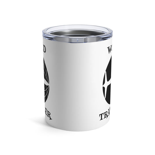 World Traveler Airplane Globe Atomic Mid Century Retro Print Stainless Steel Tumbler 10oz