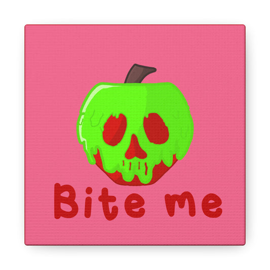 Bite Me Poison Apple Halloween Canvas Gallery Wraps - Pink