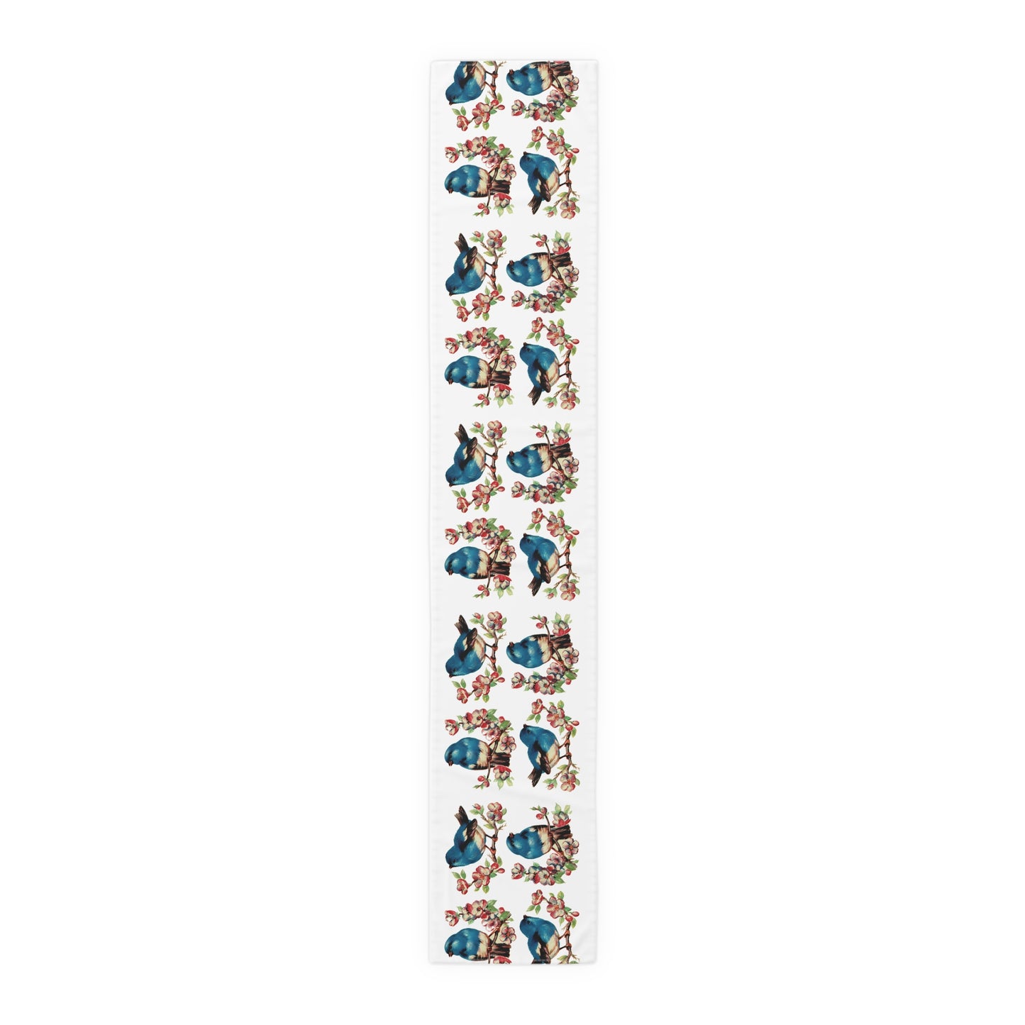 Bluebirds Retro Print Spring Home Decor Cotton Poly Table Runner