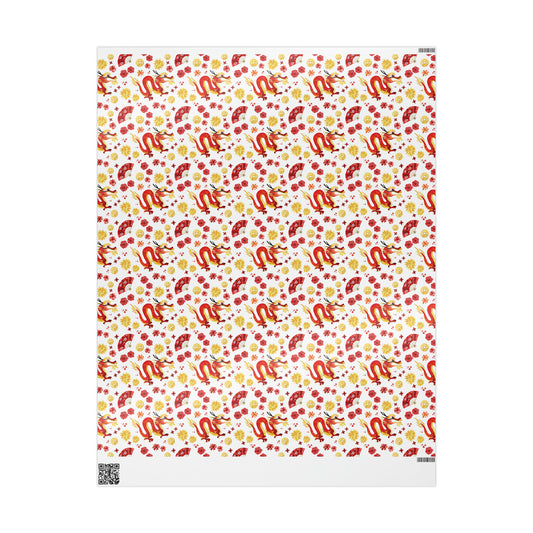 Lunar New Year Of The Dragon Spring Festival Holiday Gift Wrap Paper - Glossy Or Matte