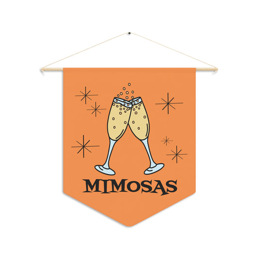 Mimosas Champagne Atomic Mid Century Retro Style Orange Wall Hanging Banner Flag