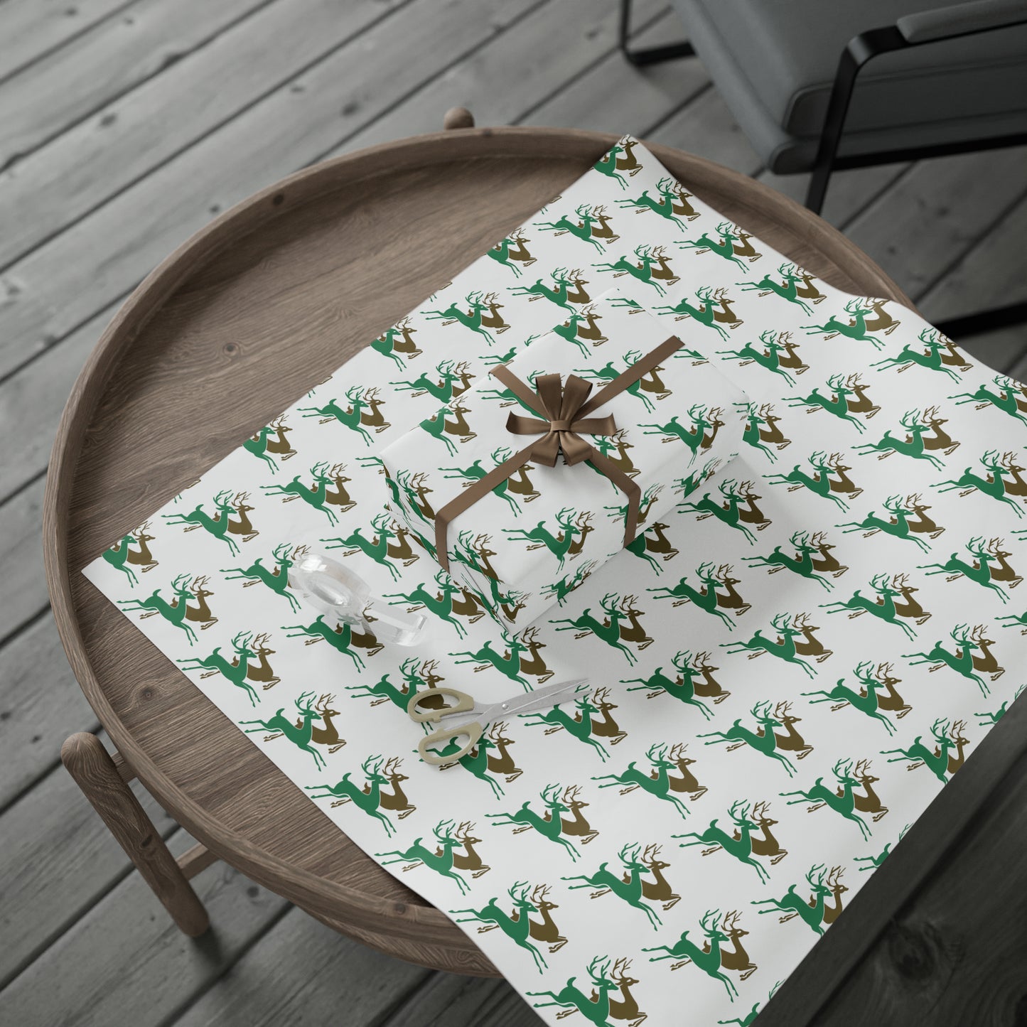 Christmas Reindeer Mid Century Retro Christmas Print Holiday Gift Wrap Paper - Glossy Or Matte