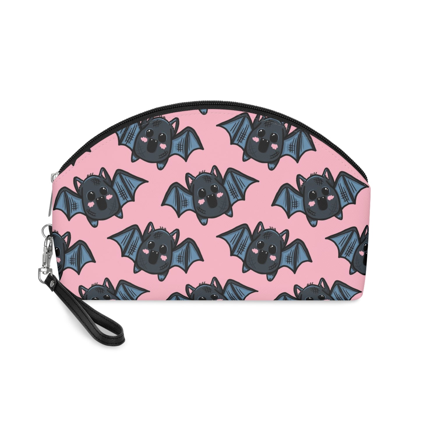 Cute Pink Bats Halloween Travel Cosmetic Makeup Bag