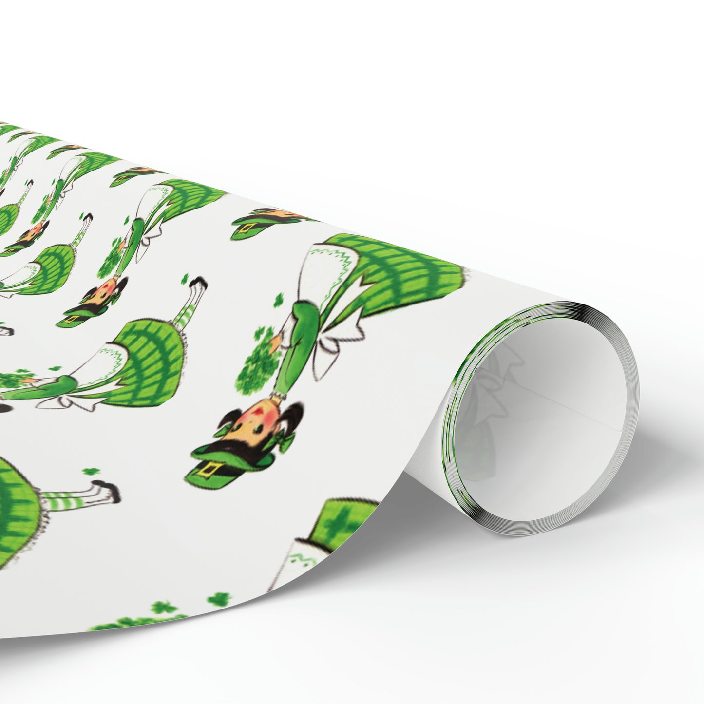 St Patrick's Day Girl Four Leaf Clovers Retro St Patrick's Day Print Holiday Gift Wrap Paper - Glossy Or Matte