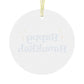 Happy Hanukkah White And Yellow Atomic Mid Century Retro Style Christmas Glass Ornament