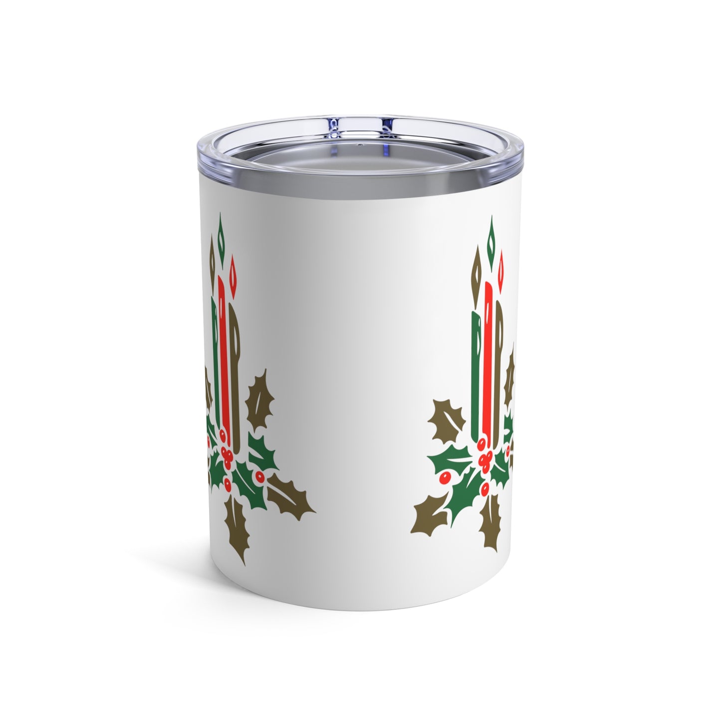 Christmas Candles Holly Mid Century Retro Christmas Print Stainless Steel Tumbler 10oz