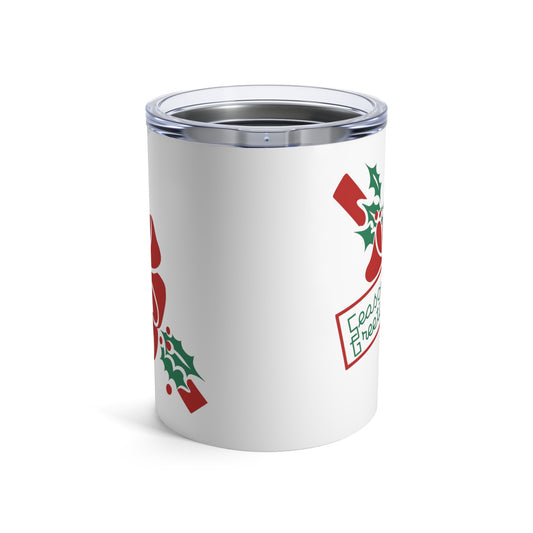 Season's Greetings Christmas Bow And Holly Retro Mid Century Christmas Print Stainless Steel Tumbler 10oz