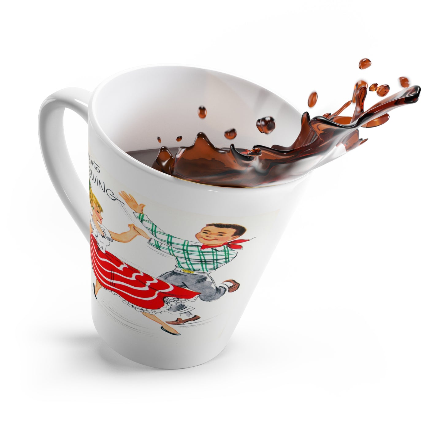 Getting Into The Swing Dancing Christmas Couple Retro Print Latte Mug