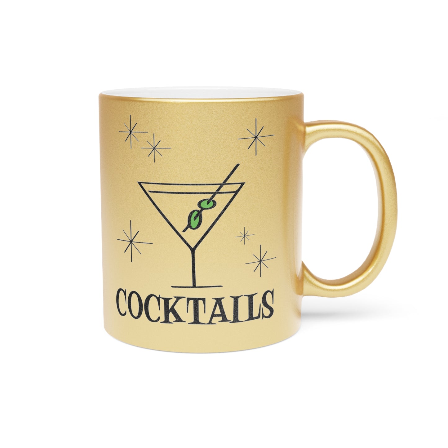 Martini Cocktails Atomic Retro Style Gold Metallic Mug