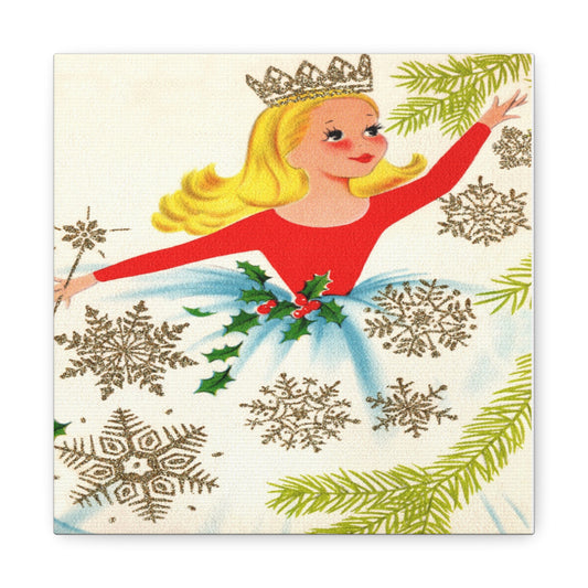 Christmas Fairy 50s Mid Century Retro Christmas Print Canvas Gallery Wrap