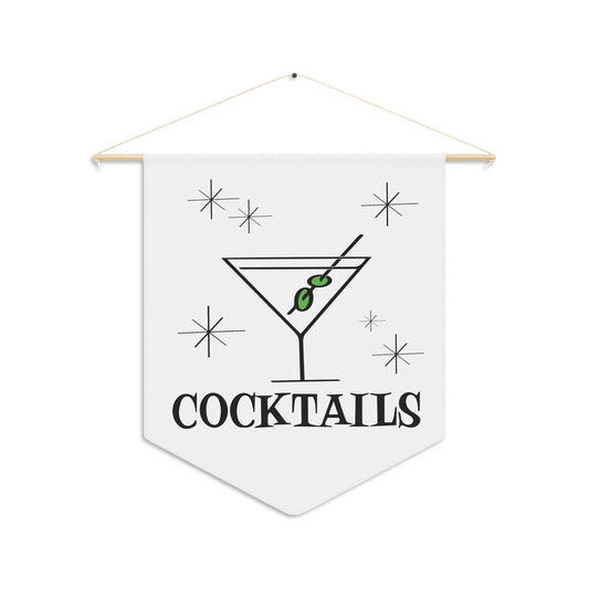 Martini Cocktails Mid Century Retro Style Wall Hanging Banner Flag