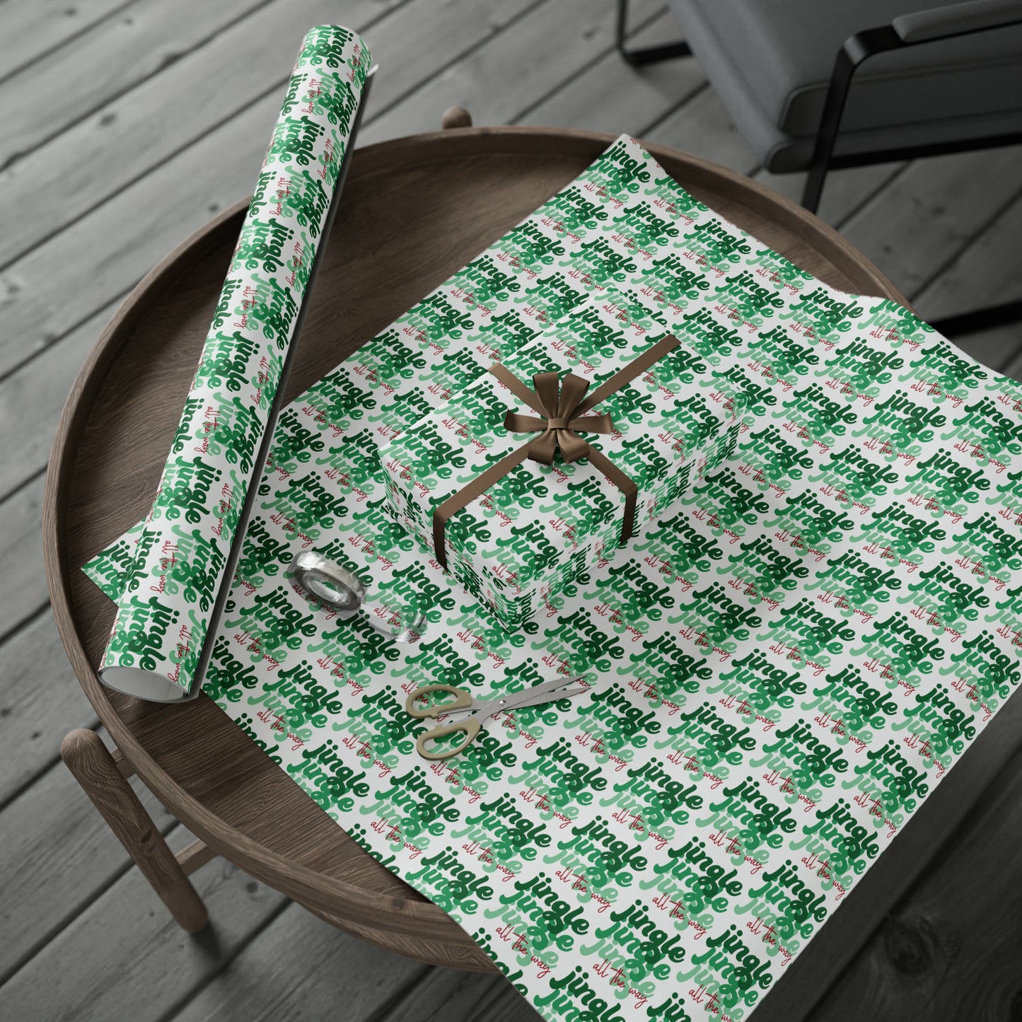 Jingle Jingle Jingle All The Way Retro Style Christmas Print Holiday Gift Wrap Paper - Glossy Or Matte