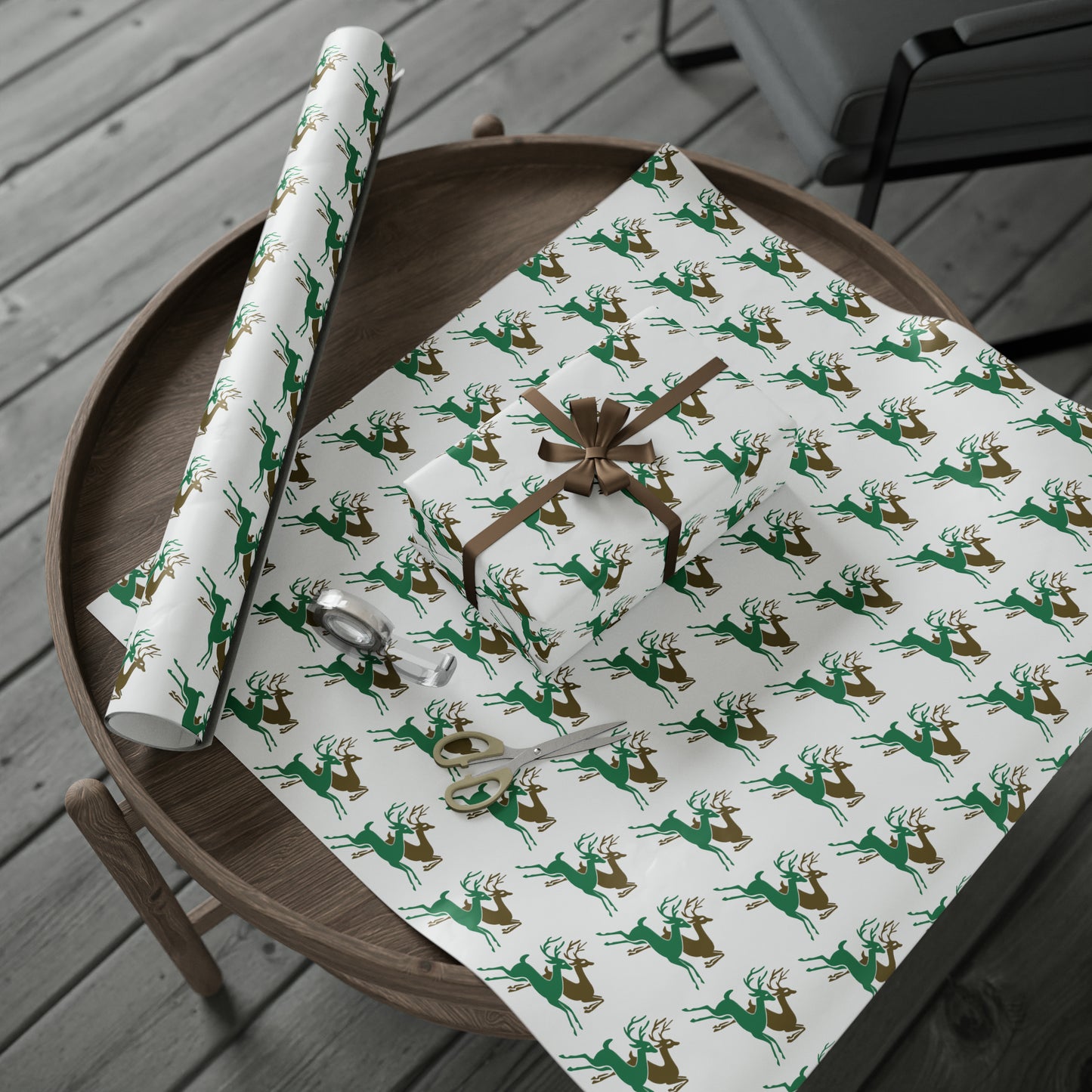 Christmas Reindeer Mid Century Retro Christmas Print Holiday Gift Wrap Paper - Glossy Or Matte