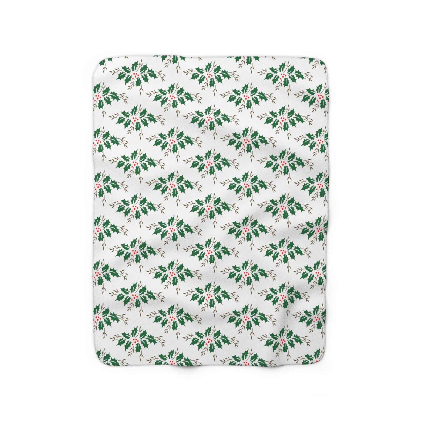 Christmas Holly Mid Century Retro Christmas Print Sherpa Fleece Blanket