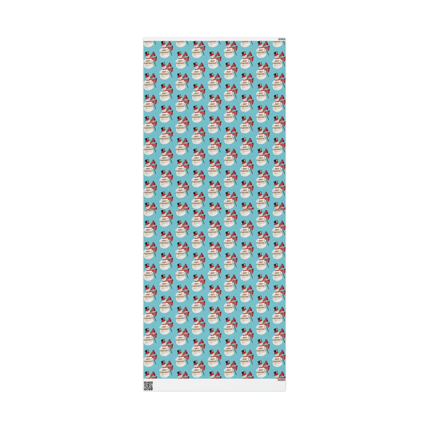 Merry Christmas Snowman Blue Mid Century Retro Christmas Print Holiday Gift Wrap Paper - Glossy Or Matte