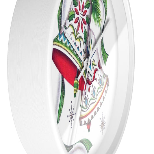 Christmas Bells Century Retro Christmas Print White Christmas Wall Clock