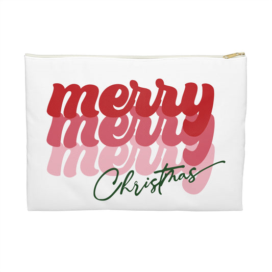 Merry Merry Merry Christmas Print Polyester Accessory Pouch Travel Bag