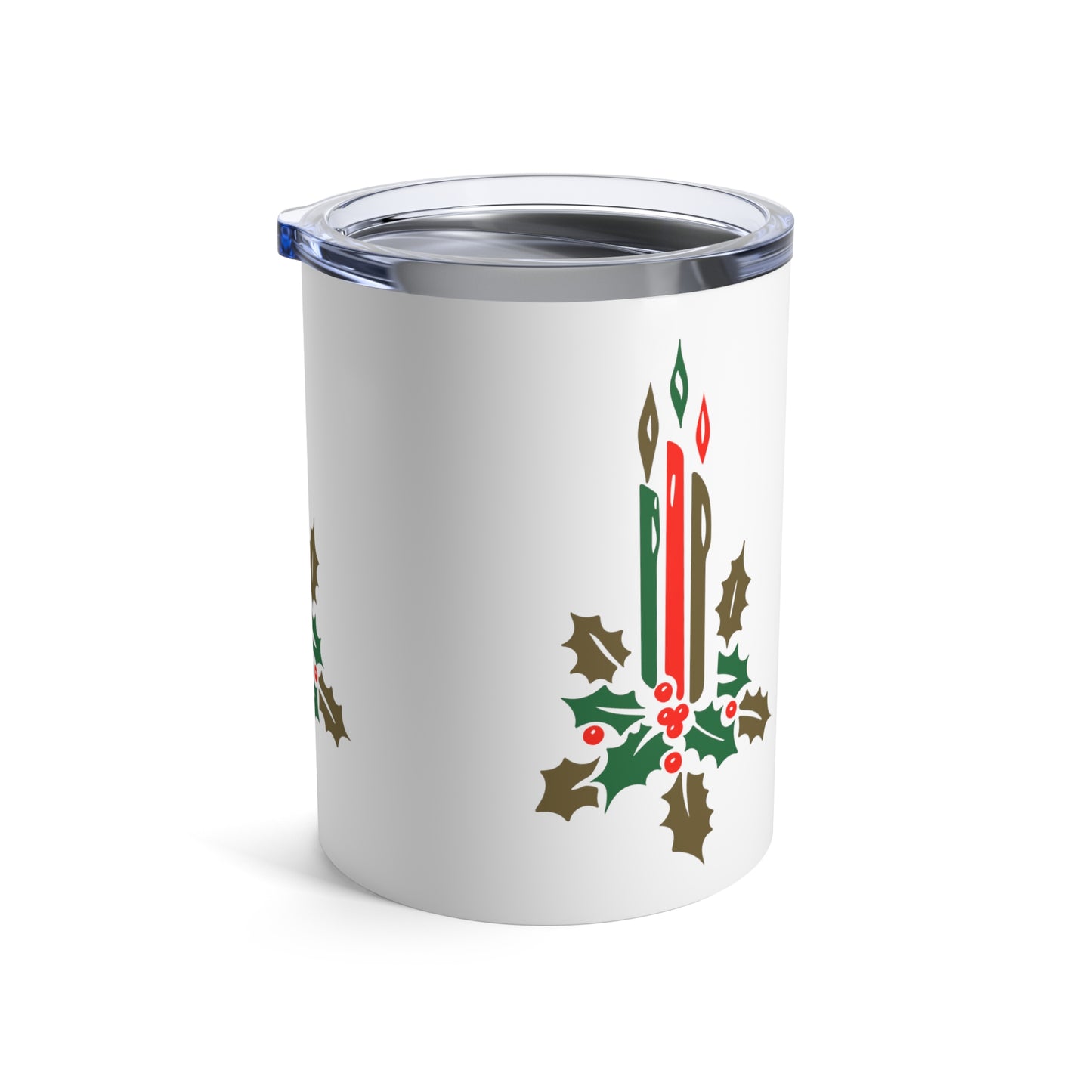 Christmas Candles Holly Mid Century Retro Christmas Print Stainless Steel Tumbler 10oz