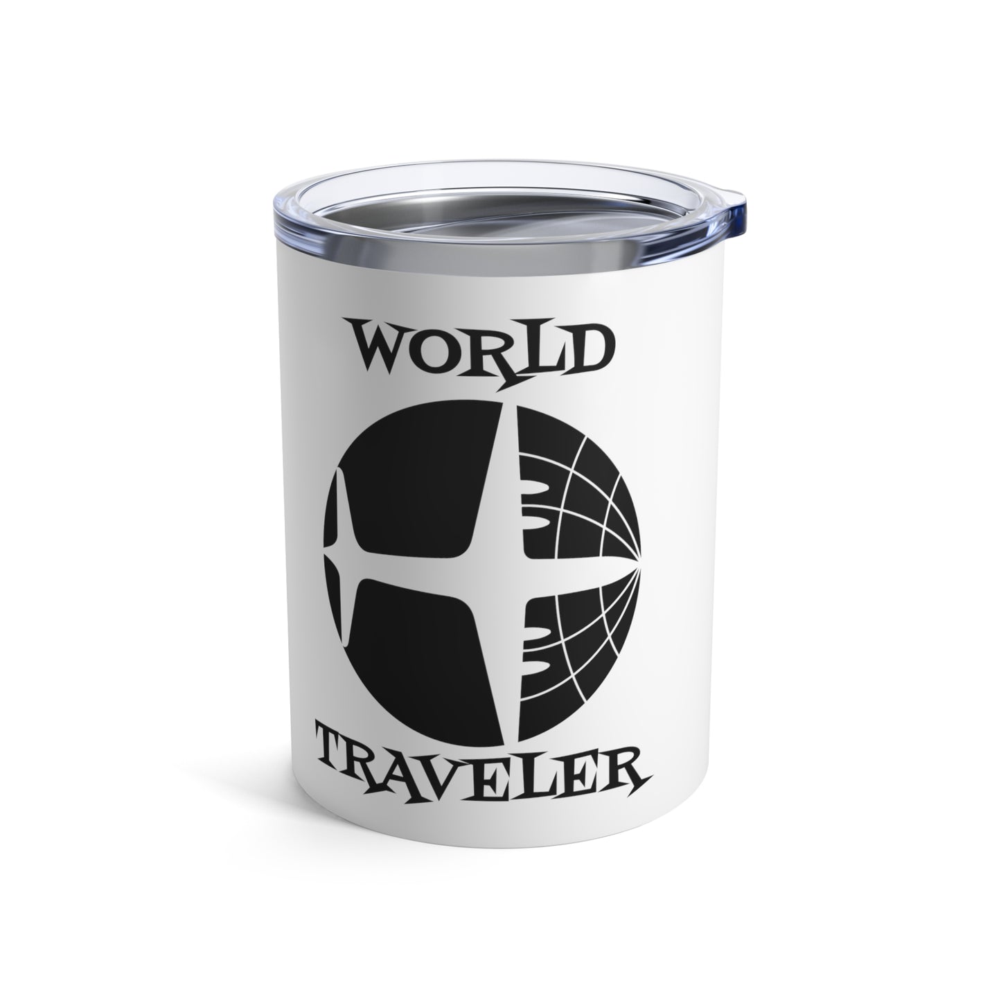 World Traveler Airplane Globe Atomic Mid Century Retro Print Stainless Steel Tumbler 10oz