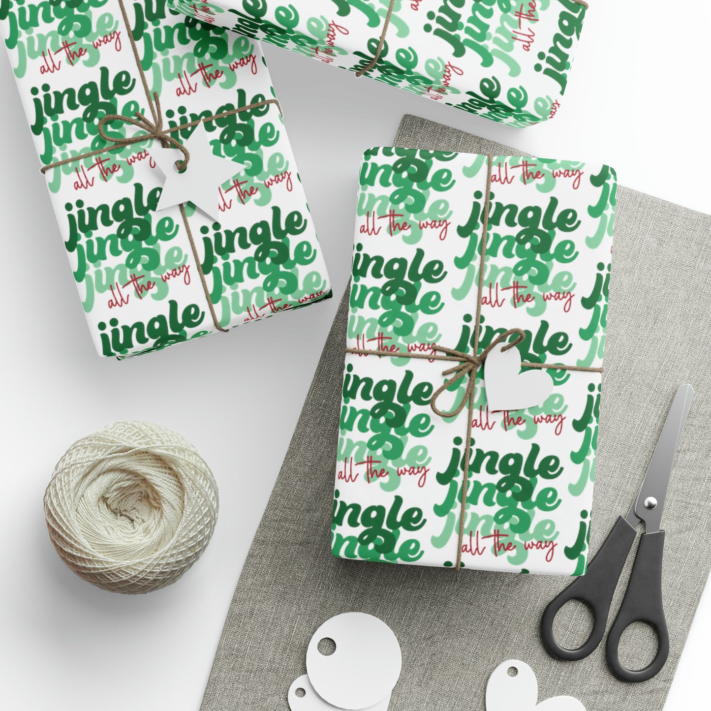 Jingle Jingle Jingle All The Way Retro Style Christmas Print Holiday Gift Wrap Paper - Glossy Or Matte