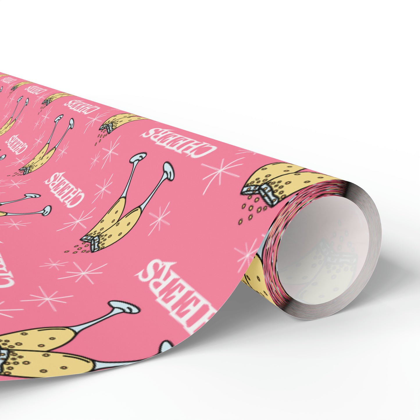 Cheers Champagne Pink Atomic Retro Style Congratulations Gift Wrap Paper - Glossy Or Matte