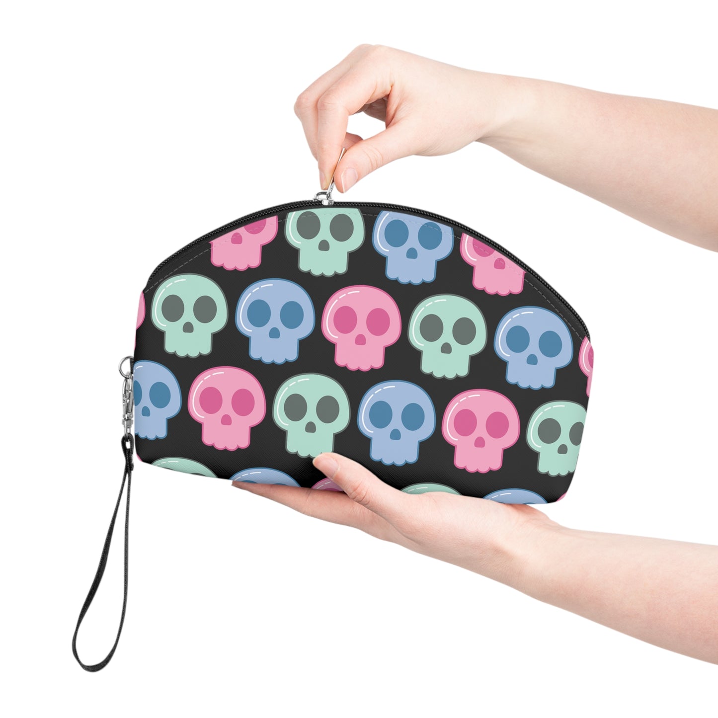 Pastel Goth Skulls Cute Black Halloween Travel Cosmetic Makeup Bag