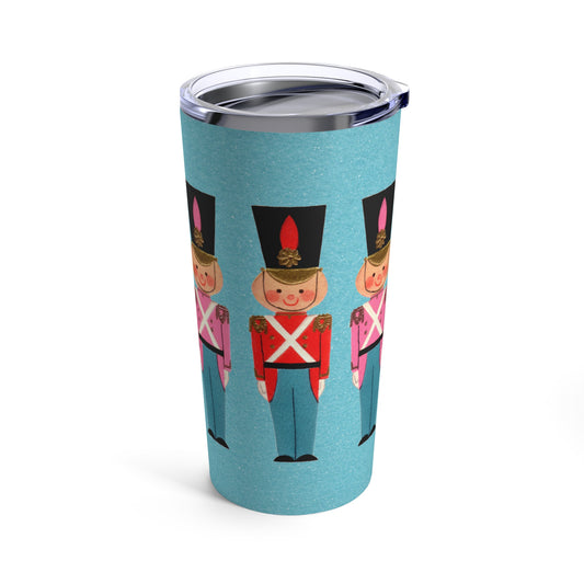 Christmas Toy Soldiers Mid Century Retro Blue Christmas Print Stainless Steel Tumbler 20oz