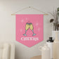 Cheers Champagne Toast Pink Atomic Mid Century Retro Style Pink Wall Hanging Banner Flag